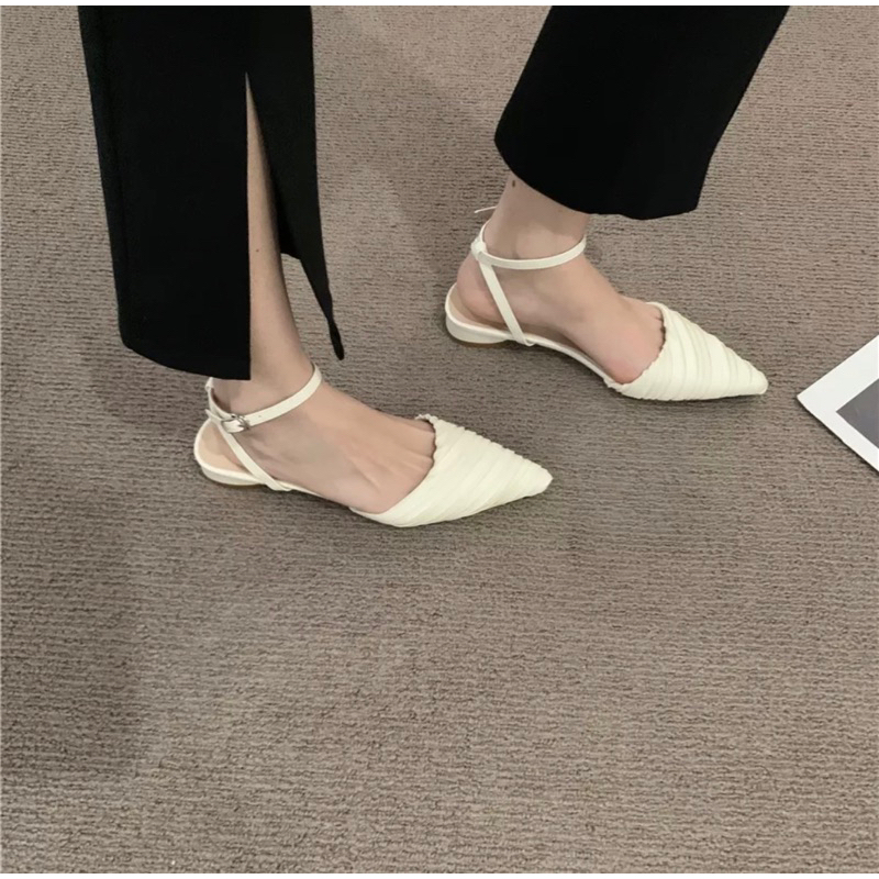 Giày Sandal Mũi Nhọn Gót Thấp Thời Trang Dành Cho Nữ