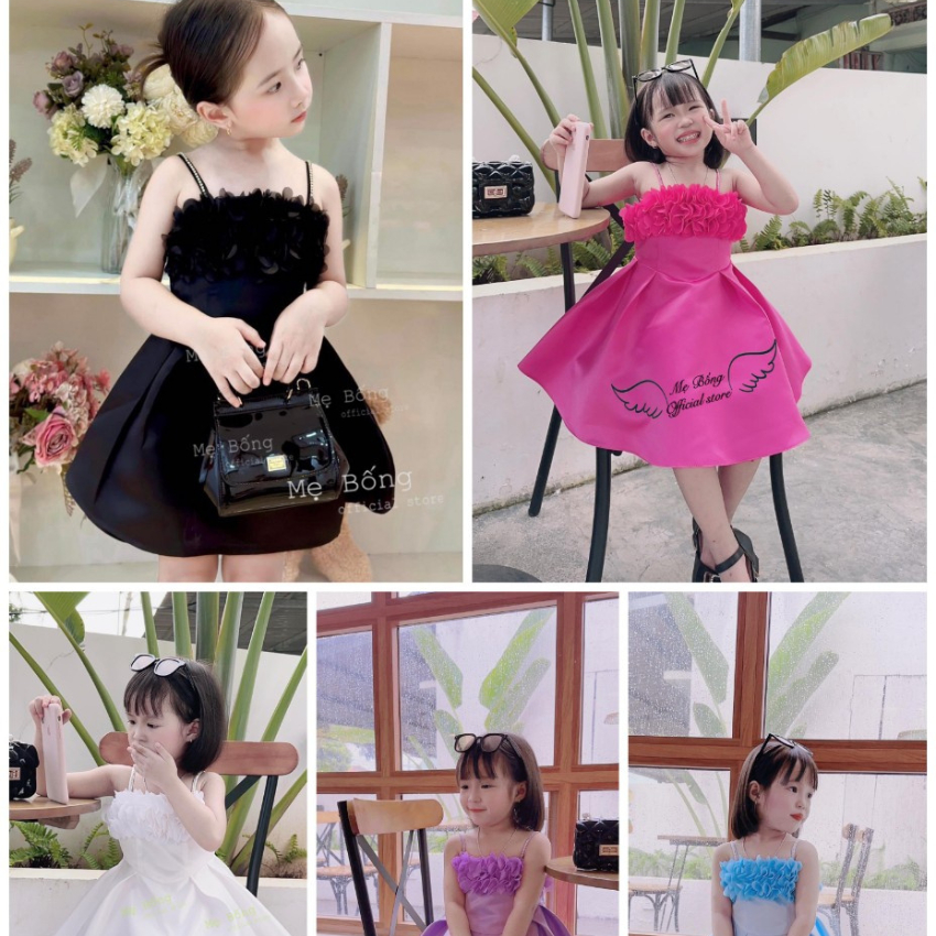 Váy Đầm Công Chúa Dễ Thương Cho Bé, Váy Hai Dây Nhẹ Nhàng Giá Rẻ Freeship Xtra, Đầm Đỏ Xinh Cho Trẻ Em