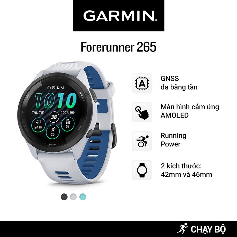 Đồng Hồ Thông Minh Garmin Forerunner 265 Music Wifi GPS  - Hàng Chính Hãng