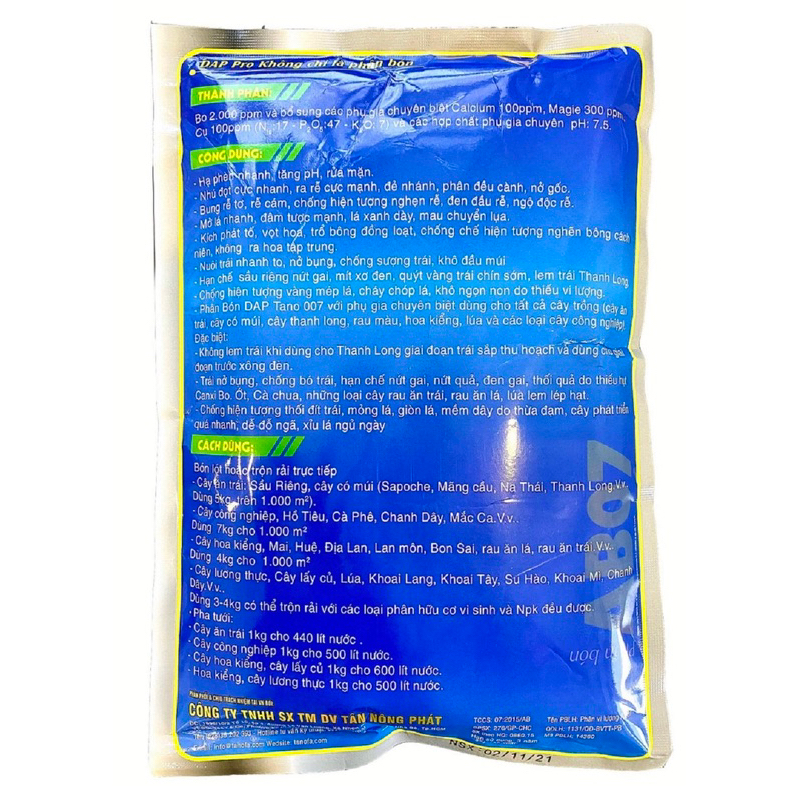 Phân bón DAP 17-47-7+TE, 1kg, hữu cơ khoáng nano, kết hợp vi lượng, kích rễ, đâm chồi, không nóng cây, mát bông