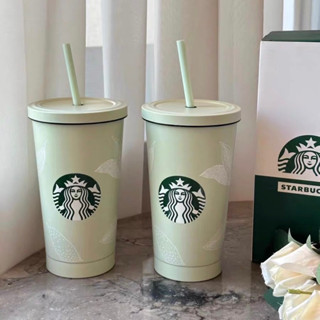 Ly giữ nhiệt Starbuck Xanh Mint xinh xắn size lớn 500ml - 750ml inox 304 tặng kèm ống hút - Bình Starbucks