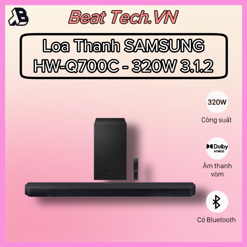 Bộ loa thanh Samsung HW-Q700C/XV 320W 3.1.2 Mẫu 2023 Hàng Chĩnh Bảo Hành 12 Tháng