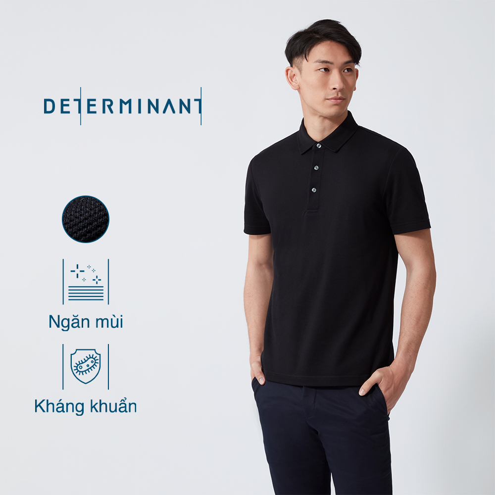 Áo thun nam Polo Cotton kháng khuẩn bền màu thương hiệu Determinant - màu Đen [P02]