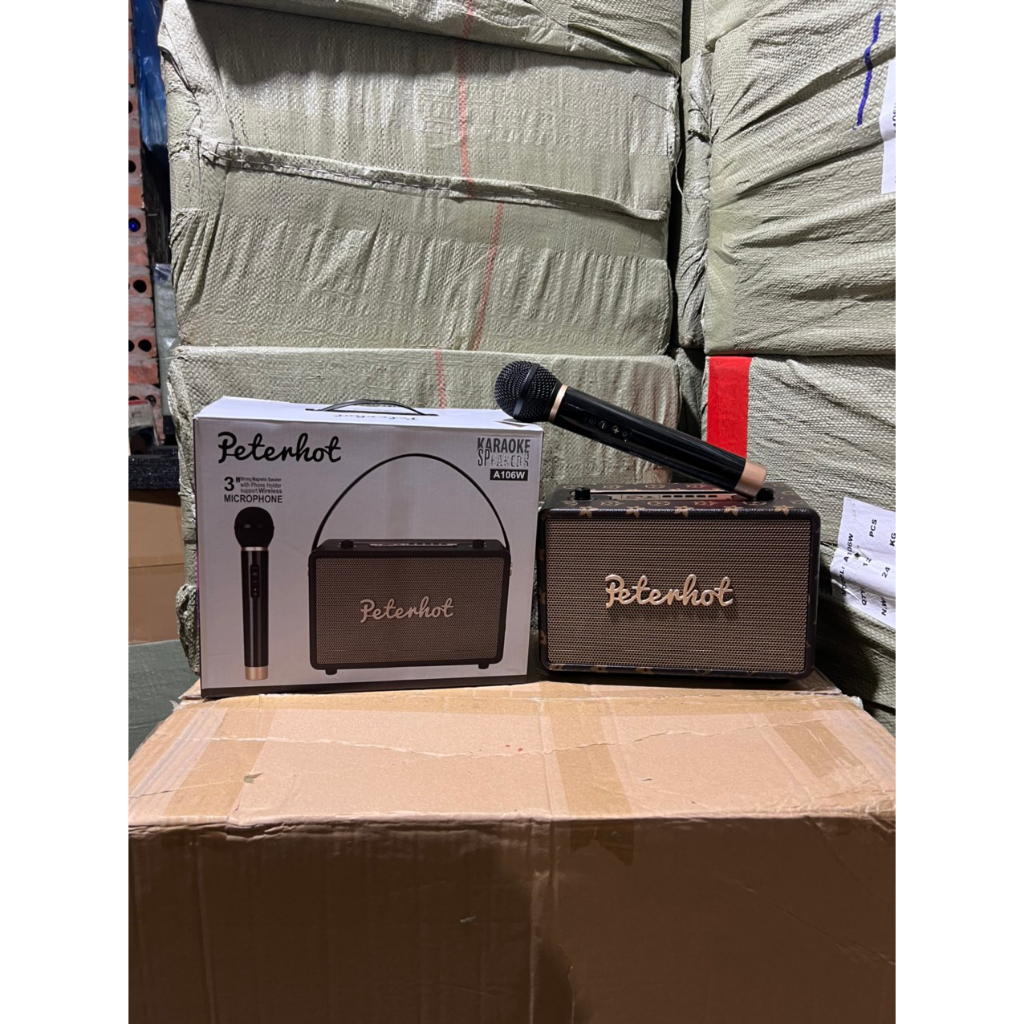 Loa Bluetooth Peterhot A106W bản mới nhất 2023 với âm thanh siêu đỉnh,loa karaoke không dây kèm micro hát siêu hay có BH