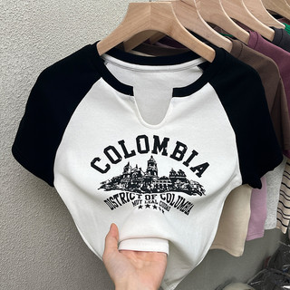 MẬP STYLE  (50-90 KG) ÁO THUN IN CHỮ COLOMBIA TAY TRẮNG, CHẤT THUN GÂN CAO CẤP, CO GIÃN SIZE 50-90 KG