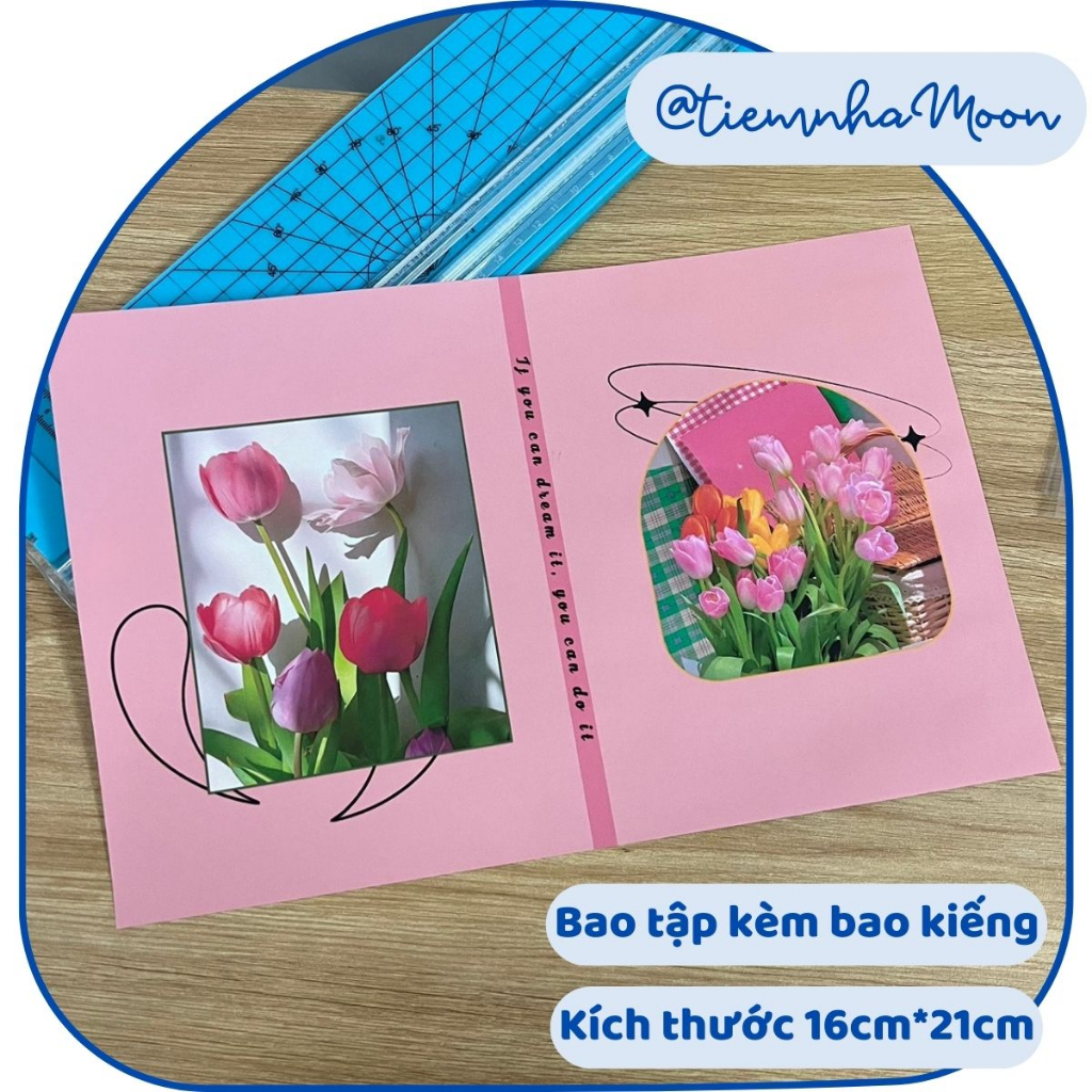 BAO TẬP KHỔ NHỎ 16cm*21cm - BÌA BAO TẬP A5 CÓ SẴN BAO KÍNH - IN NHÃN MIỄN PHÍ