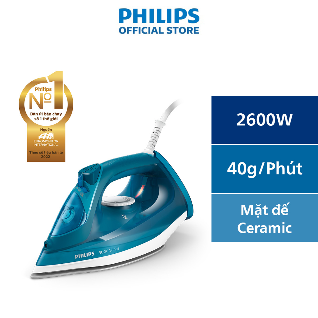 Bàn Ủi Hơi Nước PHILIPS DST3040 /70 |2600w|hơi phun tăng cường 200g - Hàng Chính Hãng