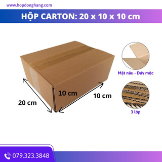 20x10x10 combo 50 hộp carton đóng hàng hộp ship cod 3 lớp sóng e mặt nâu