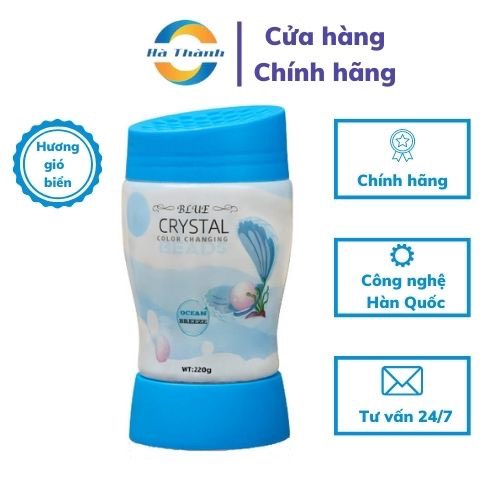 Sáp thơm khử mùi Blue Hàn Quốc 220G - Dạng hạt pha lê, có đèn LED, thơm phòng và ô tô