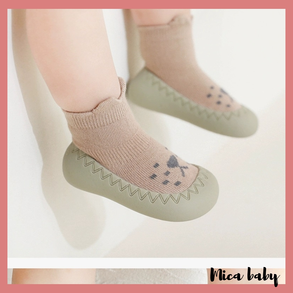 Giày tập đi chống trơn trượt cổ ngắn họa tiết đáng yêu cho bé T10 Mica baby