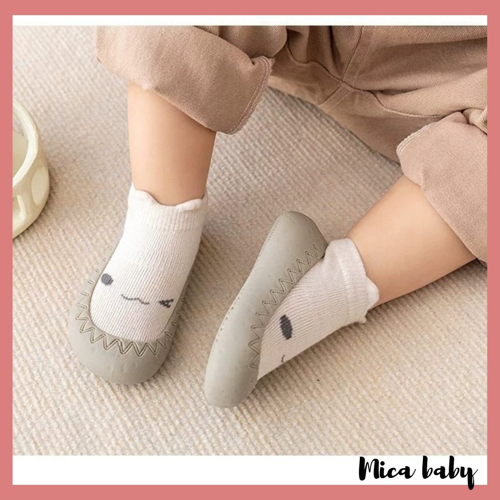 Giày tập đi chống trơn trượt cổ ngắn họa tiết đáng yêu cho bé T10 Mica baby