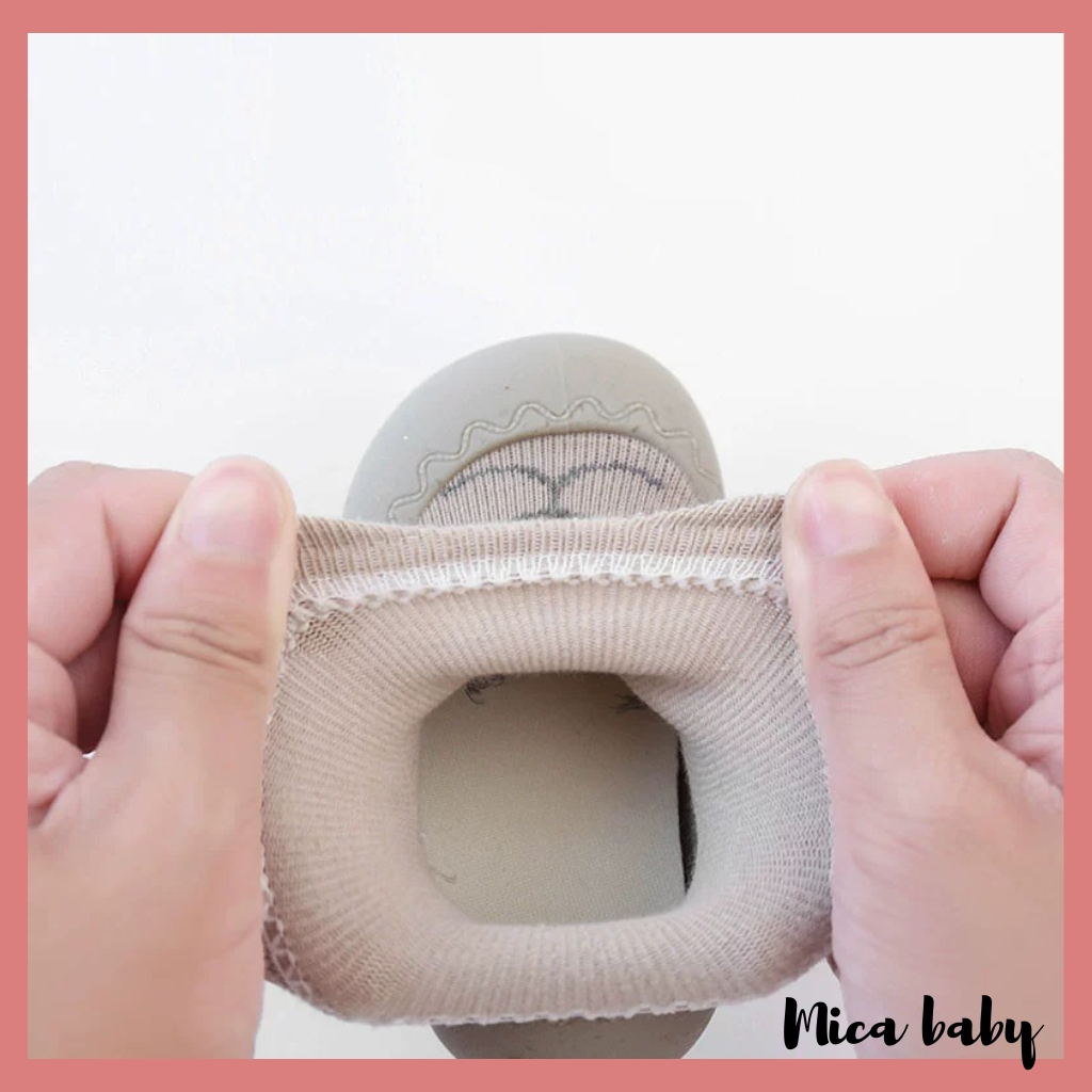 Giày tập đi chống trơn trượt cổ ngắn họa tiết đáng yêu cho bé T10 Mica baby
