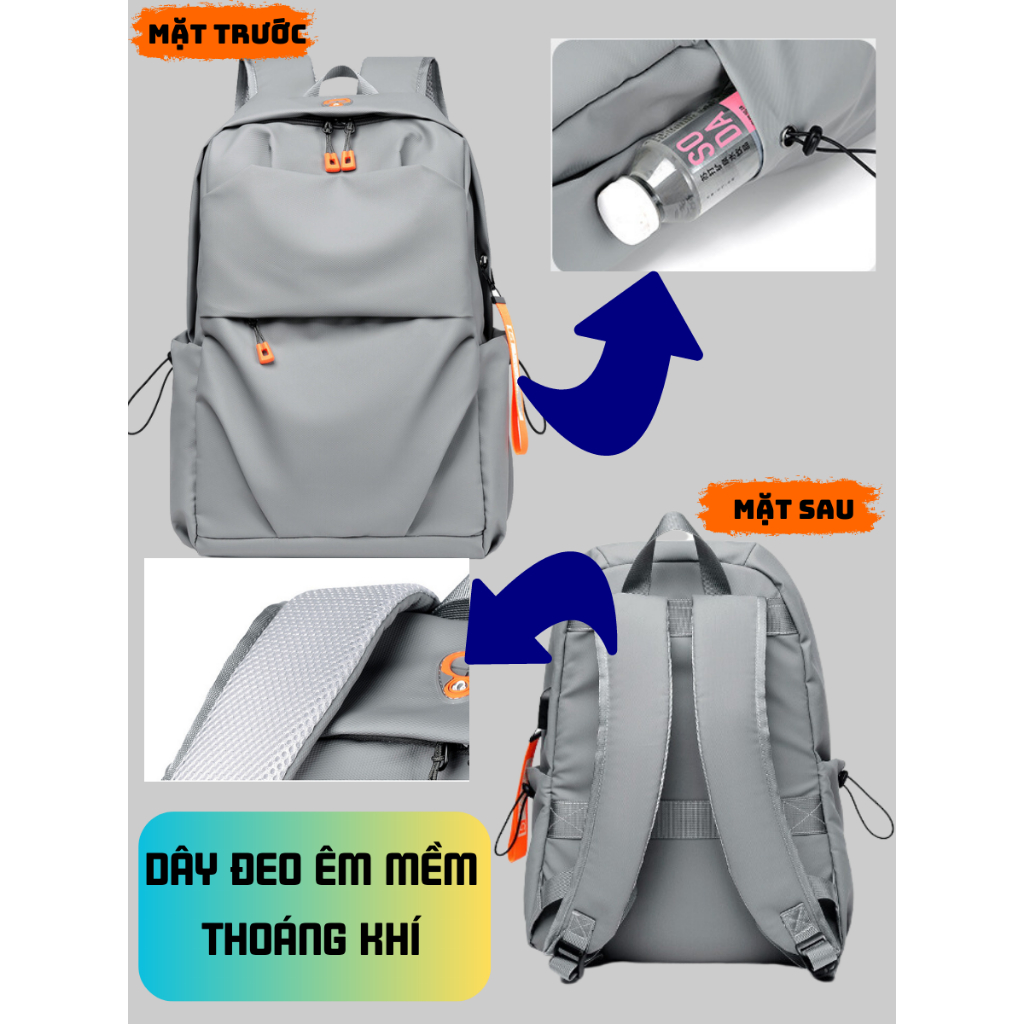 Balo nam đi học, du lịch thời trang Ba Vy FASHION chống nước nhiều ngăn đựng laptop sách vở BL02A