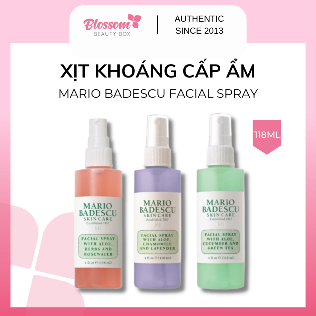 Xịt khoáng Toner Mario Badescu Facial Spray Herbs & Rosewater / Green Tea / Lavender / Orange Blossom 118ML