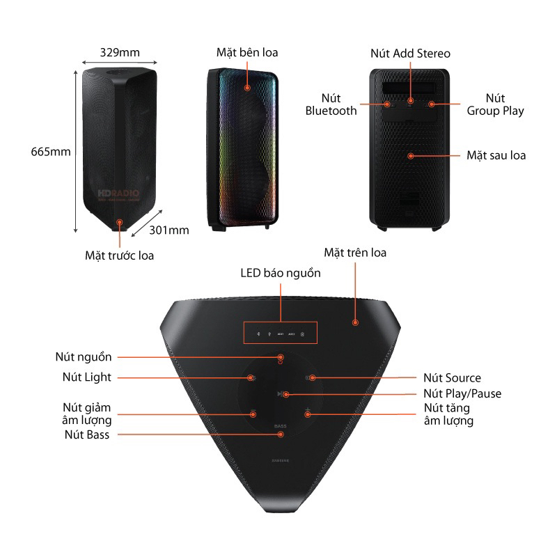 Loa tháp Samsung MX-ST50B 230W hàng chính hãng bảo hành 12 tháng trên toàn quốc ạ