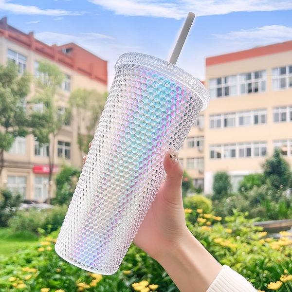 Ly Giữ Nhiệt, Cốc Giữ Nhiệt Lạnh Kim Cương Dung Tích 710ml, Thiết Kế Hiện Đại Màu Sắc Nổi Bật, Tặng Kèm Ống Hút Tiện Lợi
