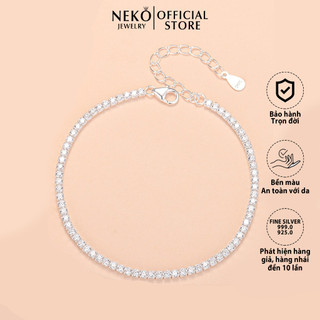 Lắc tay bạc nữ NEKO full dải đá Moissanite lấp lánh chất liệu bạc Ý 925 cao cấp