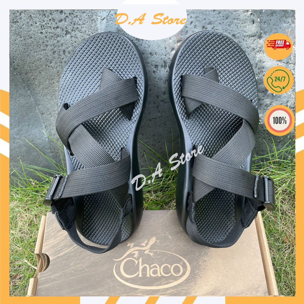 Dép nam nữ sandal Chaco mẫu XỎ NGÓN ĐEN FULL đế QUẾ thơm cao cấp D.A Store dép bền bỉ, năng động dép xăng đan