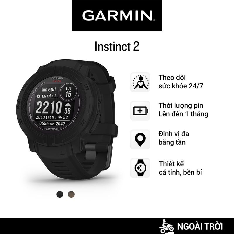 Đồng Hồ Thông Minh Garmin Instinct 2 Solar - Tactical Edition  - Hàng Chính Hãng