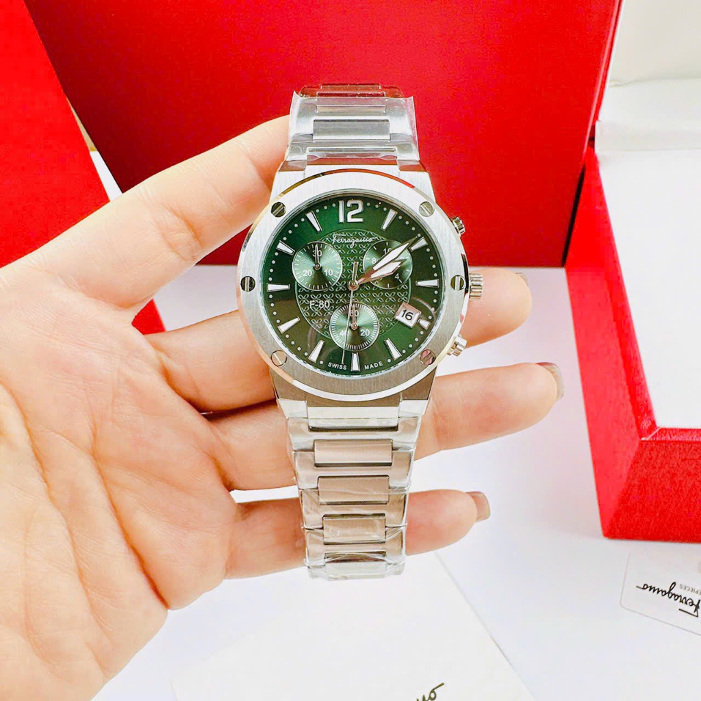Đồng Hồ Nam Ferragamo F80 Chronograph Dây Thép - Size 41mm - Máy Quartz