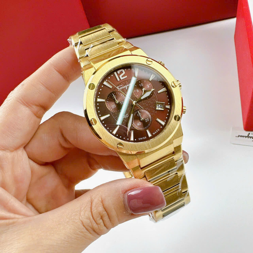 Đồng Hồ Nam Ferragamo F80 Chronograph Dây Thép - Size 41mm - Máy Quartz