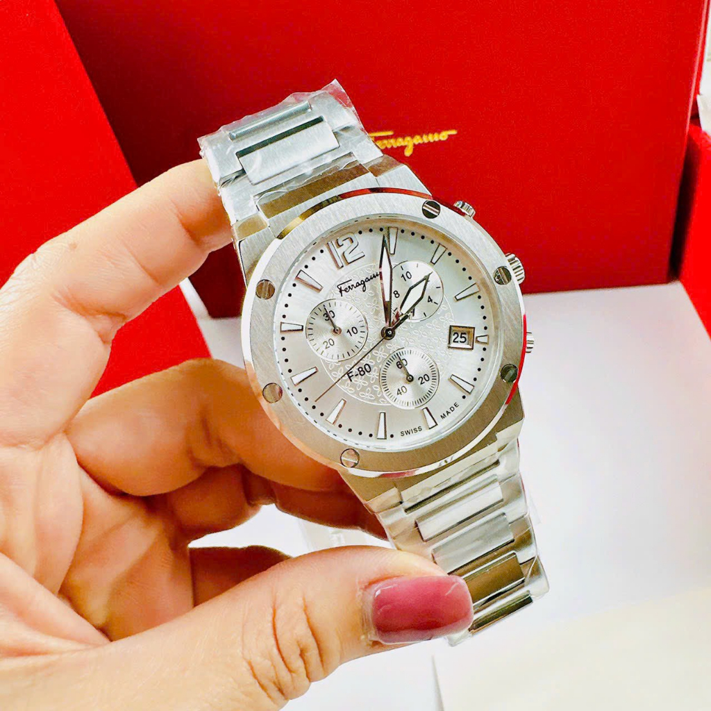 Đồng Hồ Nam Ferragamo F80 Chronograph Dây Thép - Size 41mm - Máy Quartz