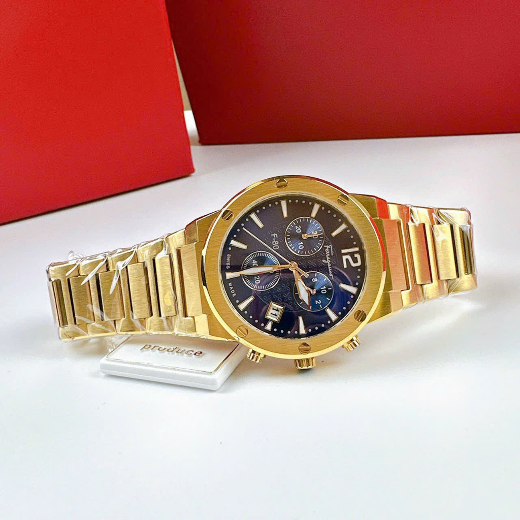 Đồng Hồ Nam Ferragamo F80 Chronograph Dây Thép - Size 41mm - Máy Quartz
