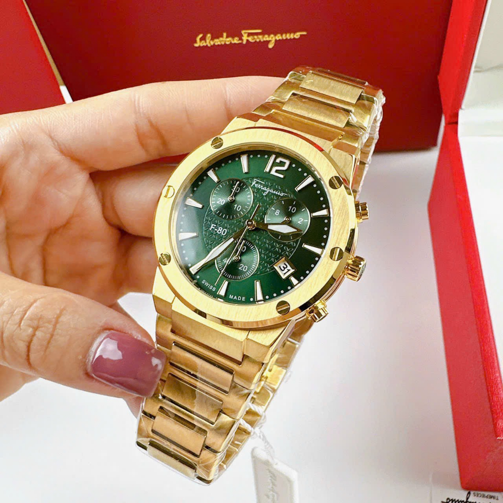 Đồng Hồ Nam Ferragamo F80 Chronograph Dây Thép - Size 41mm - Máy Quartz