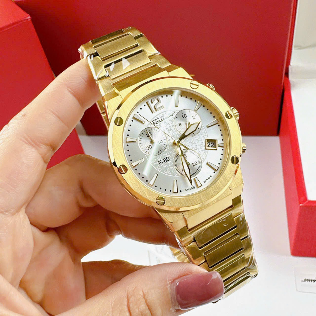 Đồng Hồ Nam Ferragamo F80 Chronograph Dây Thép - Size 41mm - Máy Quartz