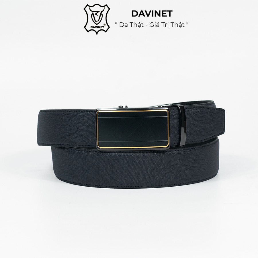 Thắt Lưng Da Bò Safiano DAVINET Tlm21-01 Cao Cấp, Siêu Bền, Da Bò Ý Bảo Hành 5 Năm