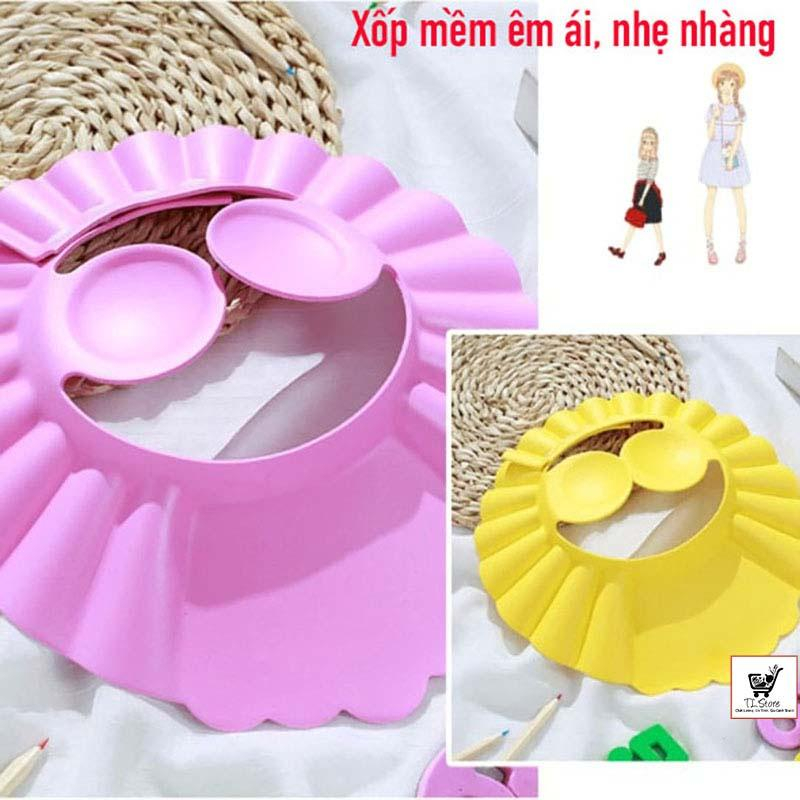 Mũ gội đầu chắn nước bảo vệ tai, mắt cho bé, có thể điều chỉnh vòng đầu có bịt tai