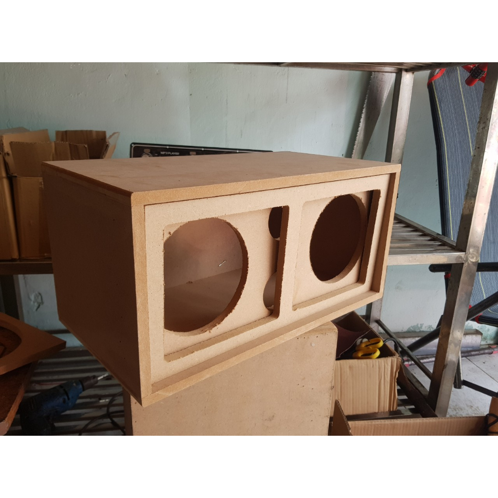 Vỏ loa ván thô cắt cnc 2bass16 kèm mặt ecang và full combo