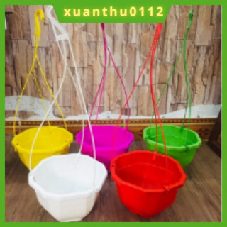 Chậu treo trồng cây hoa - 10 cái hoa văn dập nổi, chậu nhựa treo bát giác hàng loại 1 dày đẹp.