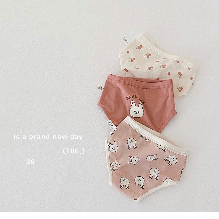 Set 3 quần chip đùi tam giác cho bé gái nhiều mẫu hình đáng yêu gấu thỏ Bunny