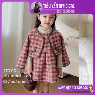Bộ thu đông bé gái, Bộ váy áo khoác thu đông bé gái sang chảnh chất da cho bé 8-20kg S829 | Tiểu Yến KID