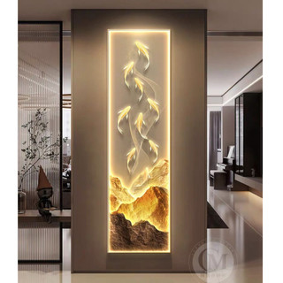 Tranh điện, tranh phong thủy, tranh pha lê khung hợp kim tích hợp led