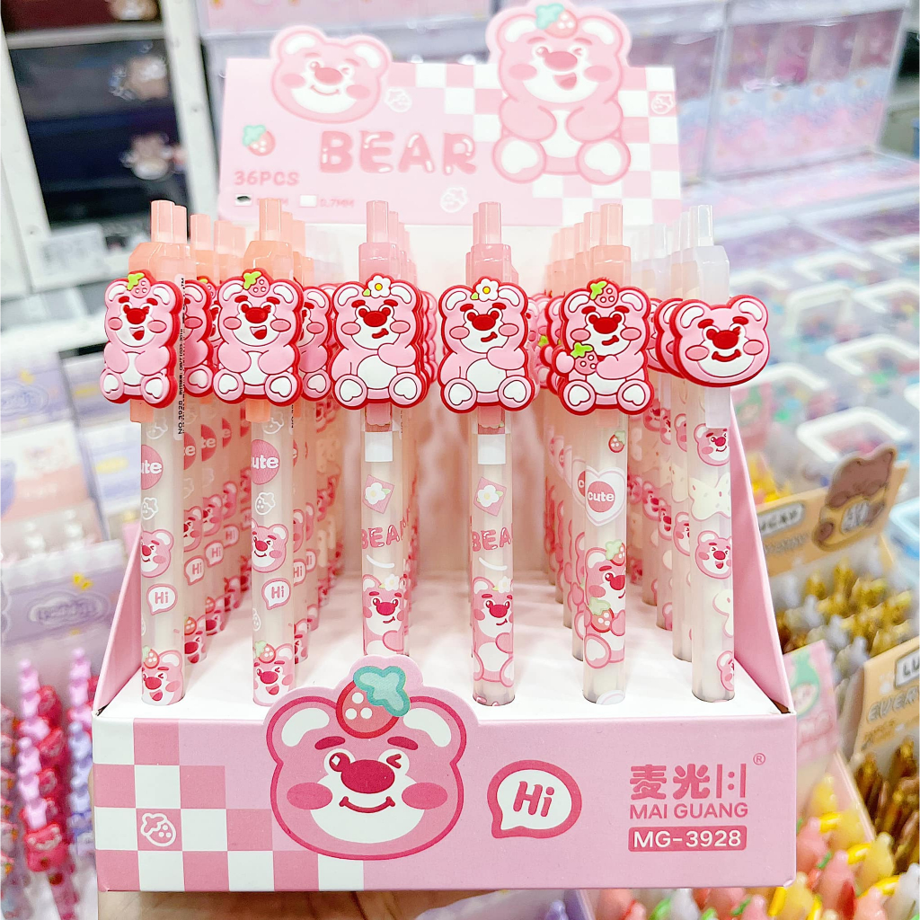 Bút chì bấm, viết chì ngòi gấu dâu dễ thương 0.5mm