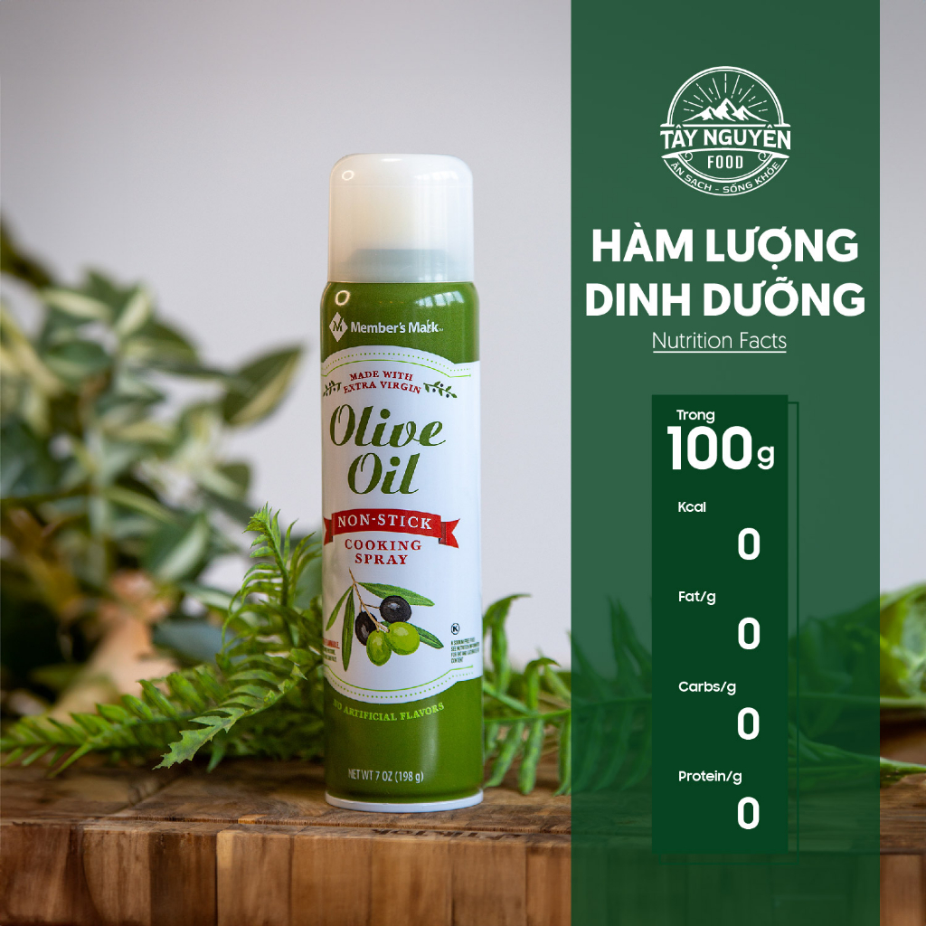 Dầu xịt ăn kiêng Olive Oil Member's Mark - Net WT 7 OZ Tây Nguyên Food - Việt Nam 198g