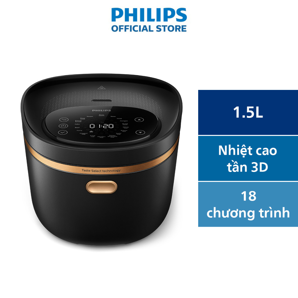 [Mã ELPLSBD06 giảm 10% đơn 1TR] Nồi cơm điện tử cao tần (IH) Philips HD4539/62 | 1.5 lít | chức năng Lựa chọn vị