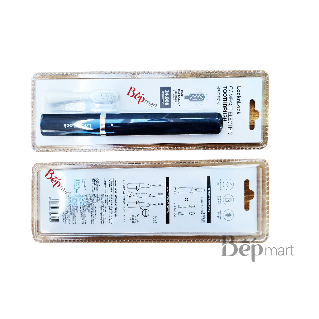 Bàn chải LocknLock ENR344NVY, mềm mại, kèm 2 đầu bàn chải - bepmart - hàng chính hãng