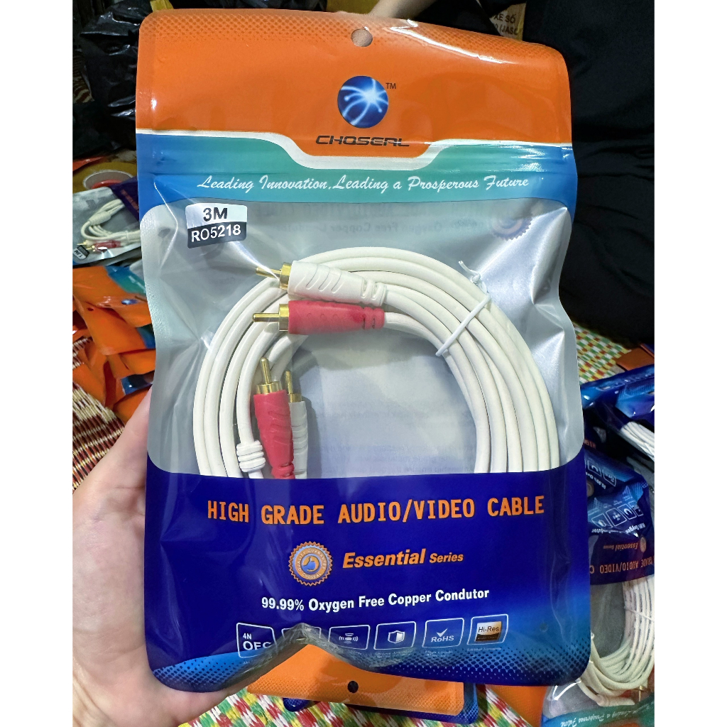 Dây Cáp AV 2 Ra 2 Choseal Dài 1M/ 1,8M/ 3M/ 5M/ 10M. Hàng Chính Hãng Mới 100%