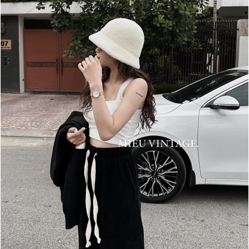 ÁO BRA 2 DÂY ĐỆM MÚT VINTAGE doubleh.clo - Áo ngực nữ bra 2 dây bản to croptop đệm lót ngực bảng màu vintage