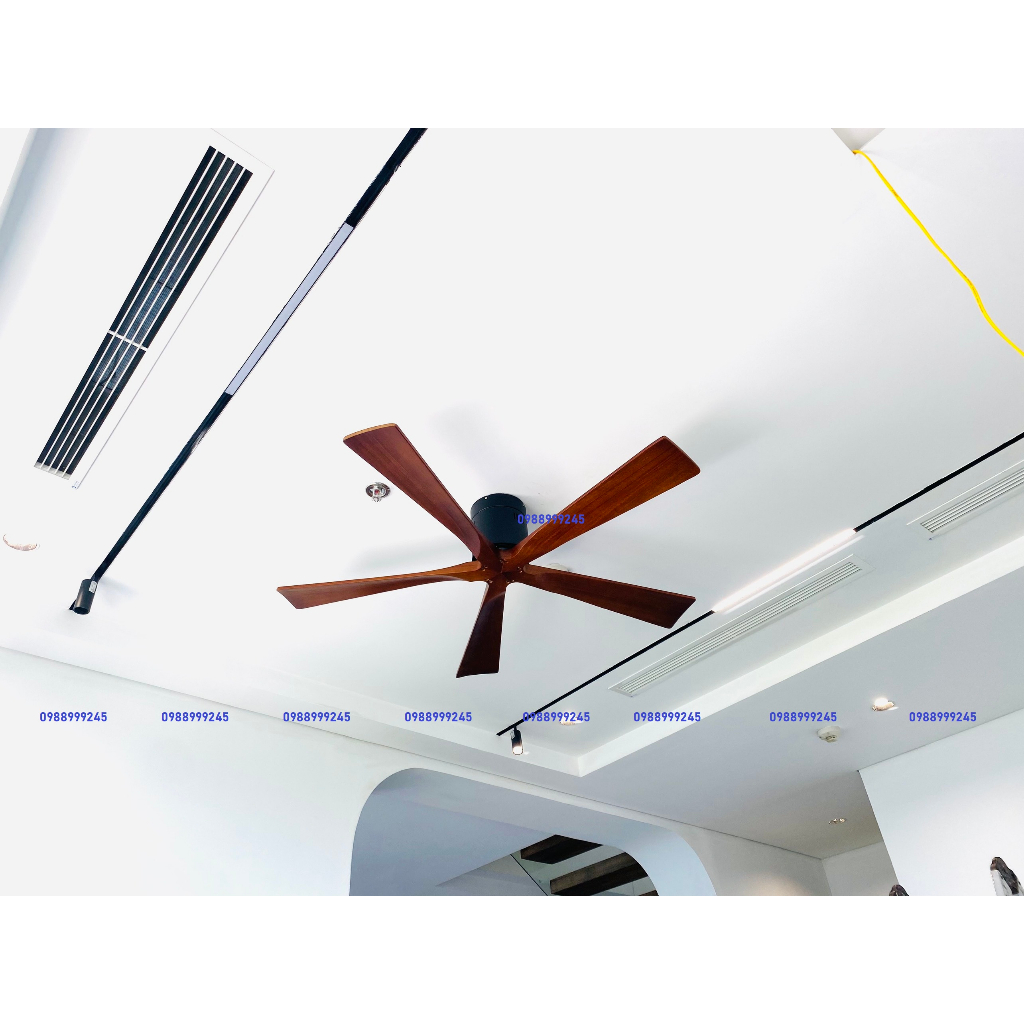 Quạt trần 5 cánh gỗ,quạt trần trang trí loại I dành cho phòng khách - chung cư - khách sạn động cơ DC 6 cấp gió siêu mát