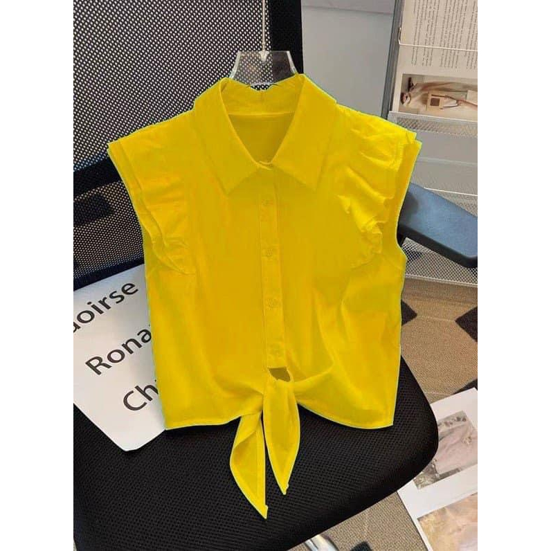 Áo Sơ Mi Nữ, Áo Sơ Mi Đũi Tơ Phối Bèo Dễ Phối, Bao Xinh, Mã L9