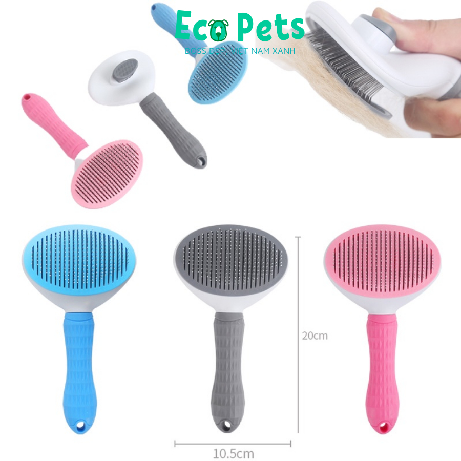 Phụ kiện chó mèo ECOPETS lược chải lông mèo lược nút bấm lớn cây gỡ rối lông chó mèo giảm rụng  dễ dùng