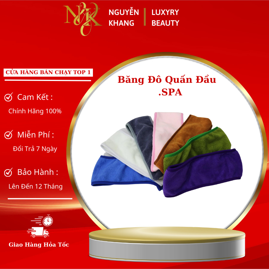 Băng Đô Quấn Tóc Quấn Đầu, Vải Nâu, Xám Hồng, Tím Xanh Rêu, Đỏ Đô Mềm Đủ Màu Chuyên Dùng Trong Spa