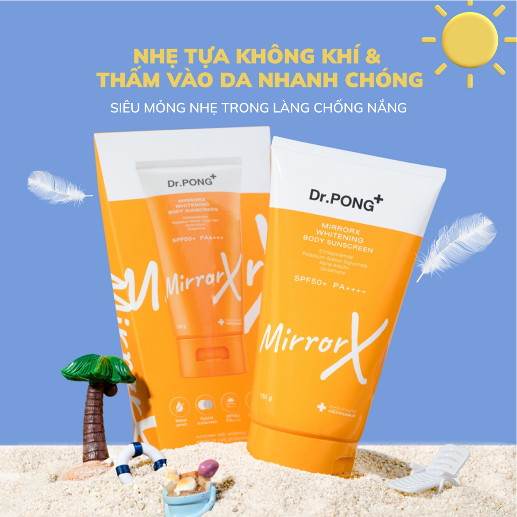 Kem chống nắng toàn thân Dr.PONG MirrorX whitening SPF50+ PA++++ 150g