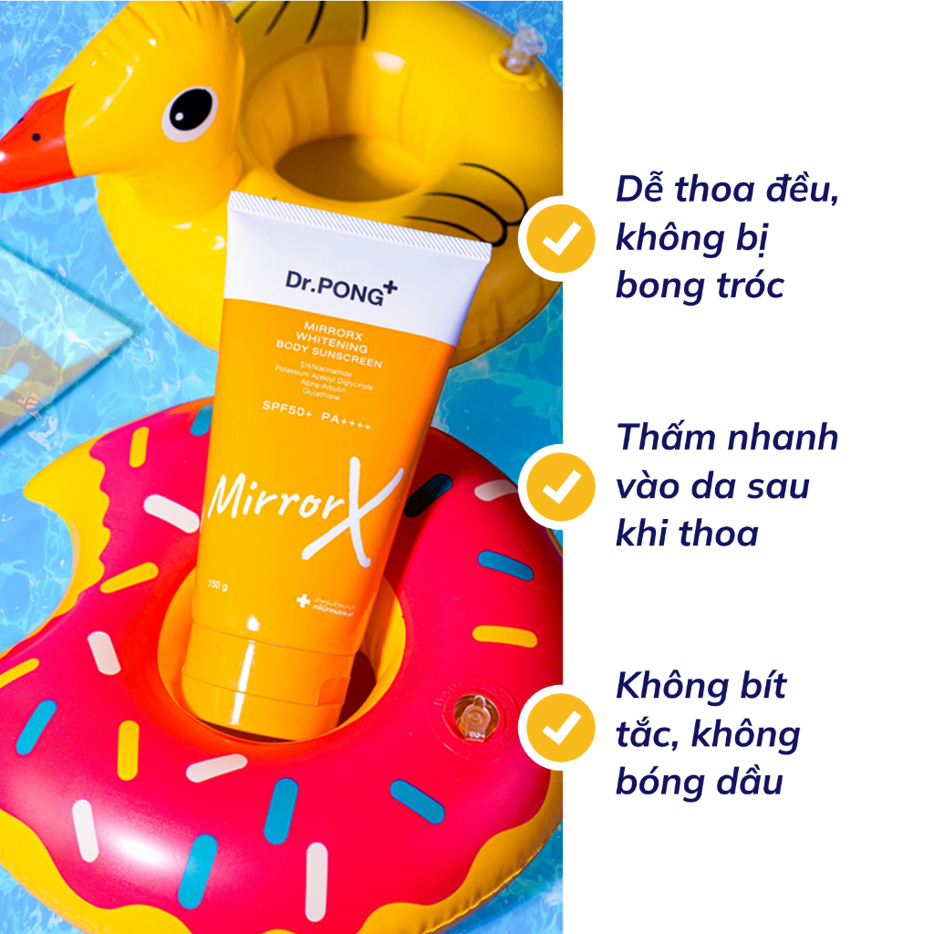 Kem chống nắng toàn thân Dr.PONG MirrorX whitening SPF50+ PA++++ 150g