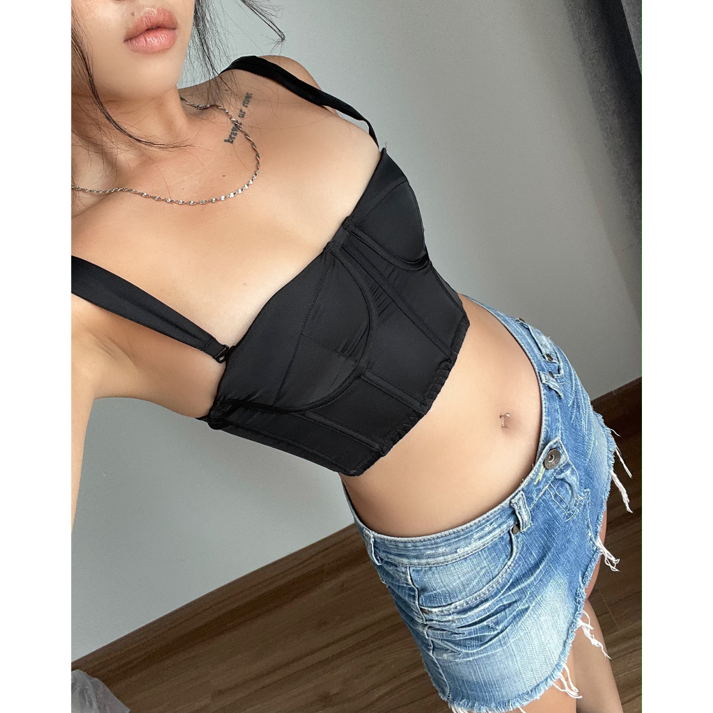 Jane Corset - Áo Bra Top Lụa Cao Cấp Mềm Mại Áo Corset Cúp Ngang Thiết Kế La Perbra Premium