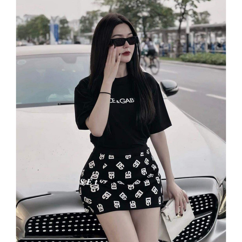 Sét bộ đồ nữ áo mix chân váy bozip co dãn hot trend tôn da, tôn dáng với tone màu đơn giản diện đi chơi, đi làm